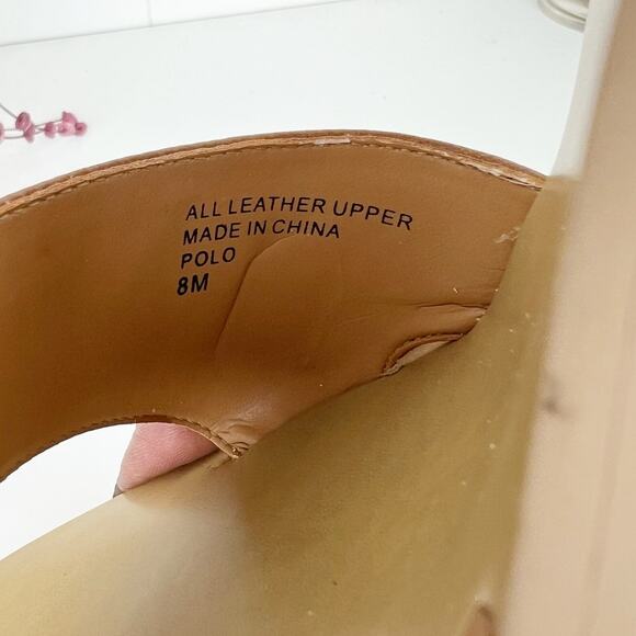 Lord & Taylor NWB Brown Leather Ankle Strap Wooden Wedge Heel Sandals Size 8 M - Picture 10 of 12